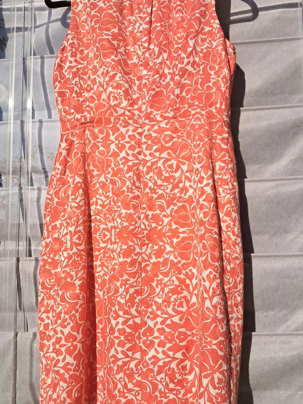 Tory Burch Silk Size 0 Coral and Cream Floral Pleated Sheath Dress EUC